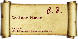 Czeider Hunor névjegykártya